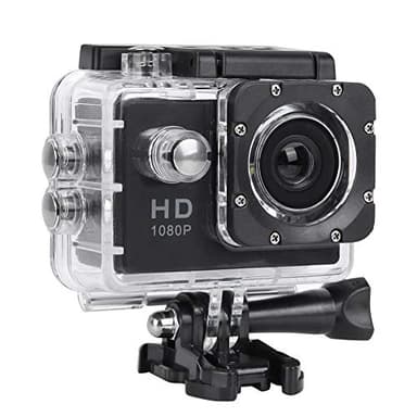 1080P HD Caméra d'action, Caméra Sport Objectif Grand Angel 140° avec Kit Accessoire Boîtier Étanche sous Eau Jusqu'à 30 Mètres pour Ski/Natation/Plongée/Cyclisme (Noir)