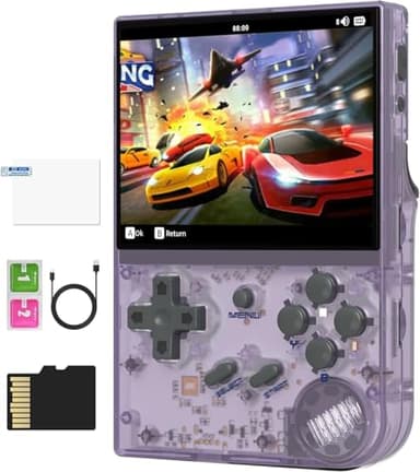 Whatsko RG35XX Console de Jeu Portable,Compatible Avec Les Systèmes Linux et Garlic,Supporte HDMI et Sortie TV,Portable 3,5 Pouces IPS 64GB TF Card Rétro Console de Jeu