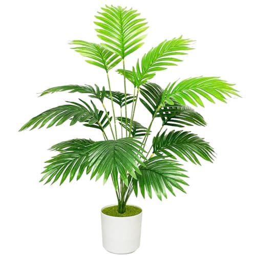Zelihrdu Plantes Artificielles en Pot Grande Fausse Plante Faux Palmier Artificiel Moderne Décoration Intérieur Extérieur Maison Chambre Salon Balcon Cour Jardin Arbre (Palmiers Verts)