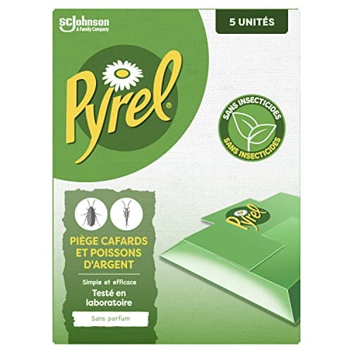 Pyrel Anti Cafards et Poissons D'Argent, Pack de 5 Pieges Cafards et Poissons D'Argent, Sans Insecticides
