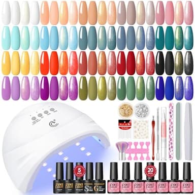 PEACECOLOR Kit Vernis Semi Permanent, 20 Couleurs Vernis Gel UV Semi Permanent avec Lampe , Vernis à Ongles Kit Ongle Gel UV Complet Nail Art Kit pour Débutants
