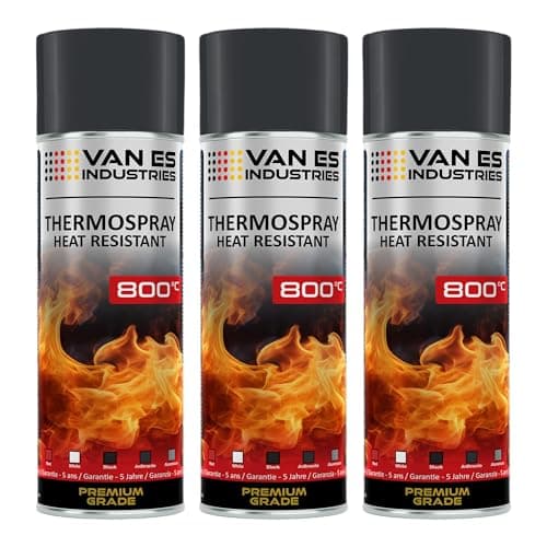 Lot de 3 Peinture Haute Température Sprays Thermorésistante - Gris Anthracite - 800 °C - Pour Four - 400 ml