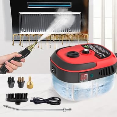 Nettoyeur Vapeur 2500W, Nettoyeur Vapeur à Main, 1000ML Réservoir d'eau de Grande Capacité, avec 3 Têtes de Brosse Réglables sur 6 Niveaux, 10S Chauffage Rapide Nettoyeur Vapeur Multifonctionnel