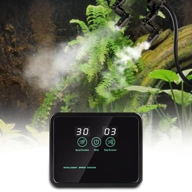 Brumisateur automatique pour reptiles, système de brumisation intelligent pour reptiles, brumisateur pour reptiles avec minuterie/buses de brumisation réglables à 360°, humidificateurs pour terrariums