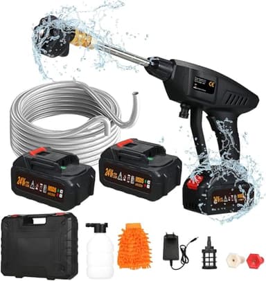 Nettoyeur Haute Pression sur Batterie,Mulcort Laveuse électrique sans Fil 6 en 1 Spray 60Bar 300W Machine à Laver Haute Puissance avec Batterie Rechargeable
