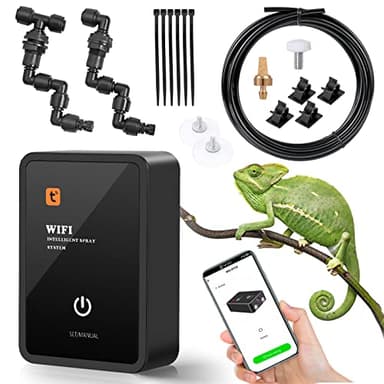 Système de Brumisation Intelligent pour Reptiles, Système de brumisation Automatique avec Double tête Réglable à 360° pour Terrarium, la forêt Tropicale, Plantes d'intérieur