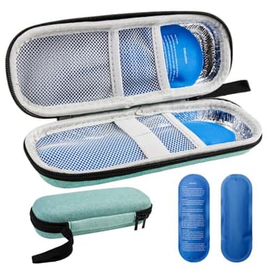 KeyQueen Pochette Isotherme Insuline Sac Isotherme à Insuline avec 2 Poche de Gel Poche Glacière Trousse à Insuline Sac Isotherme Medicament Voyage pour Diabétique (Vert)