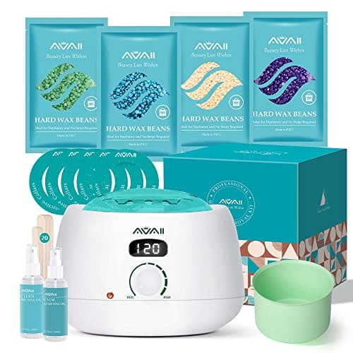 AVAII Kit D'épilation à la cire pour Femme, Chauffe Cire pour Epilation Avec Pot de Cire, 400 g de Perles de Cire Dure Pour le visage, Les Bras, Les Jambes et le Bikini