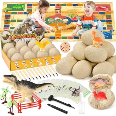 Subtail Kit de Fouilles de Dinosaures - Dinosaure Jouet Enfant avec Spécial Tapis d'échecs Volant Dinosaure | Arbre de Scène - Oeuf Dinosaure Archéologie Figurines 4 - 12 Ans Garcon Fille