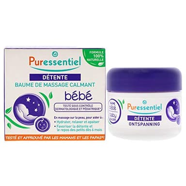 Puressentiel - Sommeil Détente - Baume de Massage Calmant Bébé - Aux 3 huiles essentielles - Formule 100 pourcent d'origine naturelle - Pour relaxer, apaiser et hydrater bébé - 30 ml
