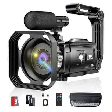 Hojocojo Caméra vidéo 4K 48MP 18X Zoom numérique WiFi Caméra vidéo pour Youtube 3,0 Pouces HD Screen Vlogging Caméra avec 2 Piles/Microphone sans Fil/Carte SD 64G/Télécommande