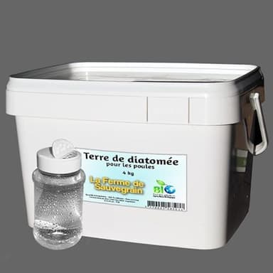 Terre de Diatomée Alimentaire pour Les Poules - Anti-poux Naturel Contre Les poux Rouges - 4kg + poudreur Offert