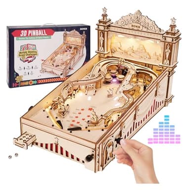 ROKR Pinball Flipper Maquettes et Modélisme Adulte-Puzzle 3D en Bois-Idée Cadeau pour Homme Femme Jeux de Table (EG01)