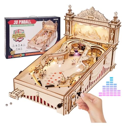 ROKR Pinball Flipper Maquettes et Modélisme Adulte-Puzzle 3D en Bois-Idée Cadeau pour Homme Femme Jeux de Table (EG01)