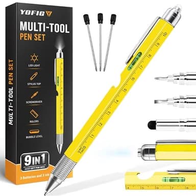 YOFIG Cadeau Homme, Stylo Multifonction 9 en 1, Cadeau Fete des Peres, Idee Cadeau Homme Original, Idee Cadeau Fete des Peres, Gadget Insolite Utile Cadeau Personnalisé, Cadeau Fête des Pères