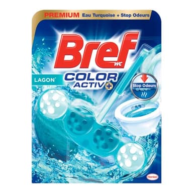 Bref WC Color Activ+ Lagon – 1 Bloc WC (50g) – Produit Nettoyant WC – Eau Bleue + Stop Odeurs