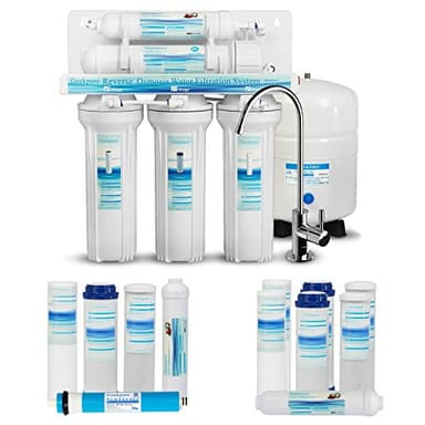 Geekpure Système de filtre à eau potable à osmose inverse en 5 étapes - Plus 7 filtres supplémentaires pour Free-75GPD