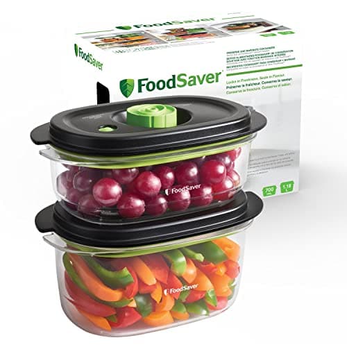Boîtes alimentaires FoodSaver de conservation et marinade | 700 ml & 1,2 L | Boîtes alimentaires hermétiques sans BPA | Anti-fuite | Vont au lave-vaisselle | 2 unités