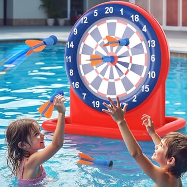 LUVTOY Jeux Piscine Gonflable pour Adulte Enfant - Jeu de Fléchettes Flottantes dans l'eau - Bouee Piscine - Jeu Piscine Jeux Exterieur et Intérieur Enfant - Accessoire Piscine Jouet Piscine