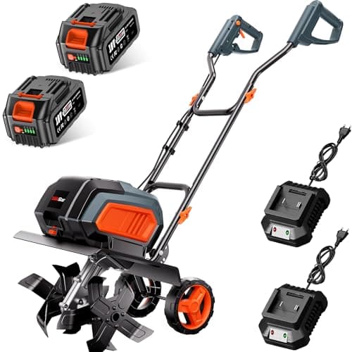 Motoculteur Électrique sans Fil 40V TaskStar Motobineuse électrique, Kit Complet avec 2 Batteries et 2 Chargeurs