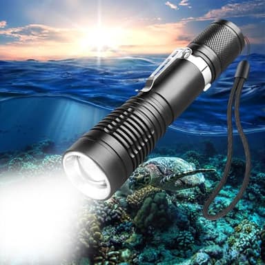 LIAISIMI lampe de poche de plongée professionnelle lumineuse étanche lampe sous - marine de sécurité 3 modes plongée natation randonnée pêche lampe de poche sous - marine (1 Pack)