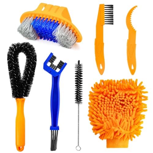 Lot de 7 Kit de Nettoyage pour Vélos, Bicyclette Outil de Nettoyage Outils De Nettoyage Brosse de Nettoyage avec Brosse et Nettoyeur de Chaîne pour Tous Les Types de Vélos