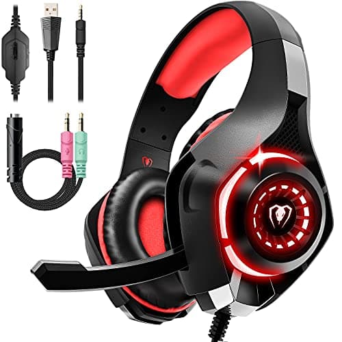 PUPATIO Casque Micro Gaming PS4, Casque Xbox One Ultra-Léger Son Surround Stéréo Durable Flexible Micro et Réglage du Volume Compatible pour PC Switch