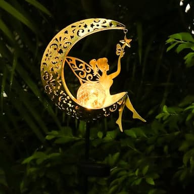 ZKLiLi Lanterne Solaire Décorative pour Jardin - Boule en Verre Fissuré Étanche avec LED Jaune Chaud - Éclairage Solaire pour Allée, Pelouse, Terrasse ou Balcon - Idéal Cadeau Femme/Maman/Grand-mère