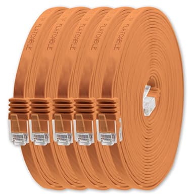 1aTTack.de Câble Réseau Cat6 Cat 6 Plat Flat Slim - 5X 0,5m - RJ45 Ethernet LAN DSL Routeur Modem - Orange