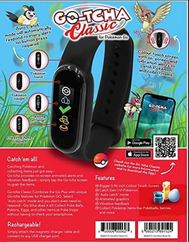 Pokemon: Pokemon Go GO-TCHA Classic LED-Touch Wristband Accessory - Auto Catch and Auto Spin - Black/Grey (Mobile)