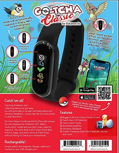 Pokemon: Pokemon Go GO-TCHA Classic LED-Touch Wristband Accessory - Auto Catch and Auto Spin - Black/Grey (Mobile)