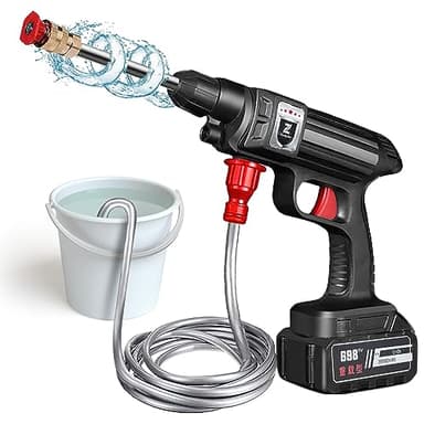 Nettoyeur Haute Pression à Batterie pour l'arrosage & Le Nettoyage de Voiture, 21V 30.0Ah Nettoyeur Haute Pression Mobile avec Multi-buse de pulvérisation 6 en 1, Lance de rallonge