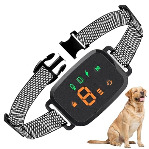 Collier Anti Aboiement Chien, 4 Modes Son/Vibration/Choc Electrique, Réglable 8 Niveaux de Sensibilité, Rechargeable Contrôle Anti-aboiement Intelligent, Étanche IP67 pour Gros Petit Chien-Noir