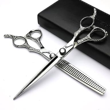 Ciseaux de coiffure professionnels de 6/7 / 8 pouces ciseaux de coiffure en alliage de cobalt japonais 440c ciseaux de coiffure ciseaux de perte de poids (7 pouces 2 pièces-B)