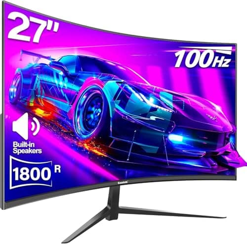 Gawfolk Écran PC 27 Pouces Full HD (1920x1080), 100Hz, 1ms, 1800R Eye Care et FreeSync, supporte VESA - l'écran PC idéal! HDMI, VGA, Protection oculaire, Inclinable, VESA 75x75, Noir