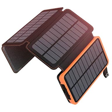 Chargeur Solaire 25000mAh A ADDTOP Portable Batterie Externe avec 4 Panneaux Imperméable Power Bank avec 3 USB Outdoor Camping pour Téléphone Tablettes