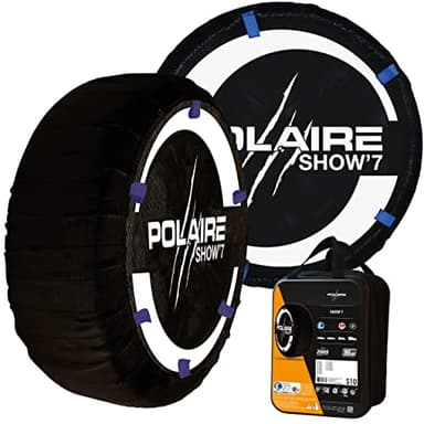 Polaire SHOW 7 - Paire de Chaînes Textiles à Neige Haute Résistance pour Véhicules Utilitaires Légers et 4X4 - Type Chaussette - Silencieuse et Légère - Fournie avec sa Boîte de Transport et Gants