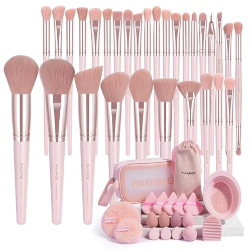 MAANGE Lot de 49 pinceaux de maquillage multifonctions avec pinceaux de maquillage, fond de teint, pinceaux de maquillage (noir, lot de 49 pièces)