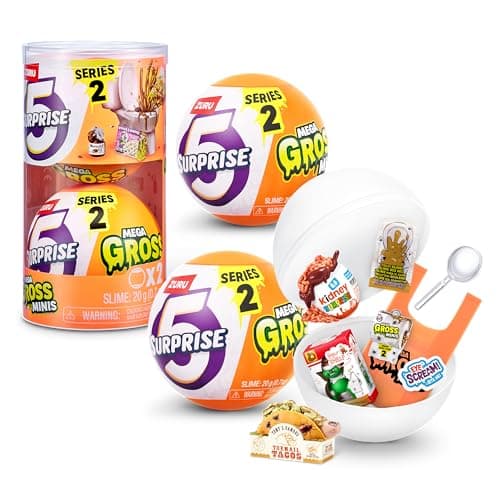 5 SURPRISE Mega Gross Minis série 2 de ZURU, Capsules Surprises de Mini-Objets de Collection de Parodies dégoutantes, (2 Capsules)