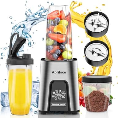 Mixeur Blender, Apritsce 800W Blender électrique, Smoothie Mixer Avec 2 Bouteilles Portables Et 1 Tasse De Broyage, Mini Blender Smoothie Pour Milk Shake, Jus De Fruits Et Légumes