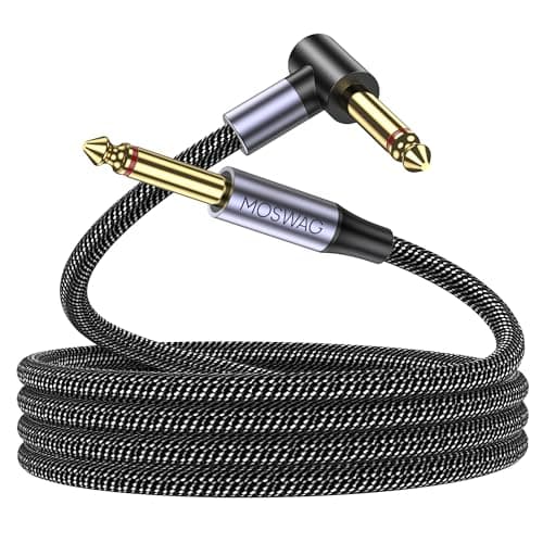 MOSWAG Câble Guitare, Câble Instrument Guitare 3m, Câble Guitare électrique Ampli, Câble Jack Coudé de Guitare électrique, Câble D’instrument Tressé Compatible Guitare Basse, Electrique