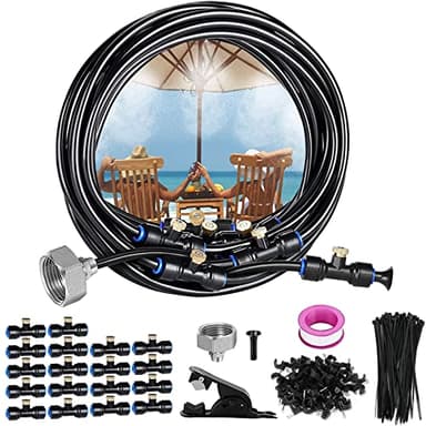 15M Système de Brumisation, Brumisateur Exterieur, Brumisateur Terrasse Système de Refroidissement de Brumisation, Kit de Tuyau Brumisateur Extérieur pour Jardin Parasol Serre Piscine