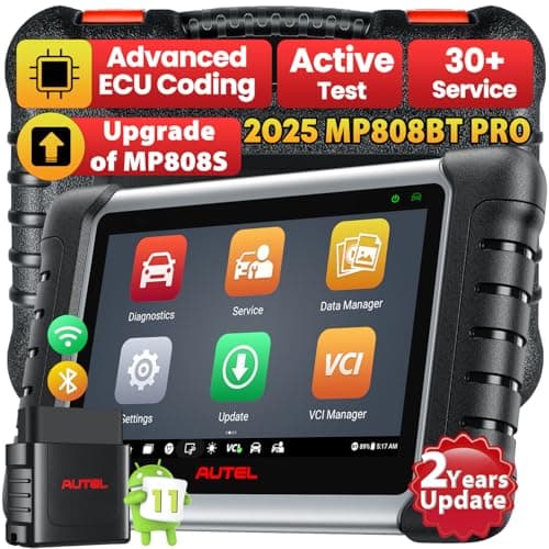 Autel MaxiPRO MP808BT Pro Diagnostic Auto avec 2 Ans de Mises à Jour (650 €), 2025 Codage ECU Pro comme MS906 Pro MP900BT,3K+ Bidirectionnel Tests, Services, Amélioration de MX808S MK900, OS11