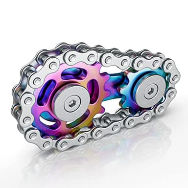 Coolden Hand Spinner Bike Chain Fidget Toys Design 2 Vitesses Spin Fingerspoints Gyroscope Jouet Spinning Métal Acier Inoxydable avec Roulements Lisses Anti Stress Fidget Spinner pour Adultes Enfants