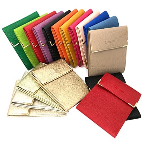 Charmoni - étui Pochette Porte chéquier Longue Pliant - Talon à Gauche - 3 emplacements Carte bancaire - 3 Plis - Compact - en Cuir Vachette - 10,5 cm X 14,5 cm (Blanc Pearl)