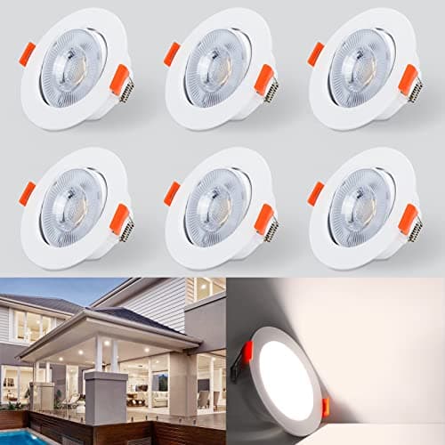 Kambo Spot LED Encastrable 6W - Plafonnier Encastré LED 40° Orientable Blanc Naturel 4000K 610LM Rond Plafond Ø70-80mm Pour Salon Chambre Cuisine Couloir Galerie Lot de 6