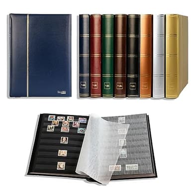 Prophila Classeur Album pour Timbres, 60 Pages, intérieur Noir (couv. Bleu)