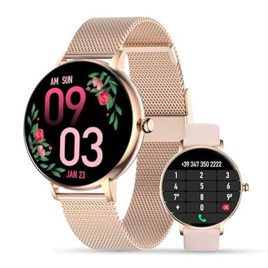 LUNIQUESHOP LSCALL Montre Connectée Femme 1.7" Repondre Appel Smartwatch 2 Bracelets Cadeau Tensiometre Sommeil Fréquence Cardiaque SpO2 Suivi Poids Assistant Vocal Musique Meteo iOS Android Strava