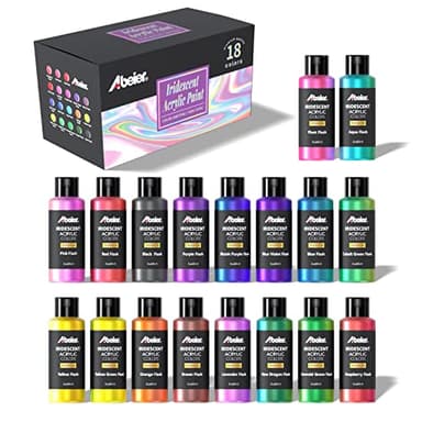 ABEIER Peinture Acrylique Irisée, Flacons de 60 ml 18 couleurs caméléon, changement de couleur, non toxique, haute viscosité, peintures sur rochers artisanat toile bois, tissu, céramique et pierre