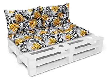 Ensemble de 5 coussins de banc de jardin, avec dossier, pour siège et palette Europe, 60 x 120 cm, avec 2 coussins de 40 x 60 cm